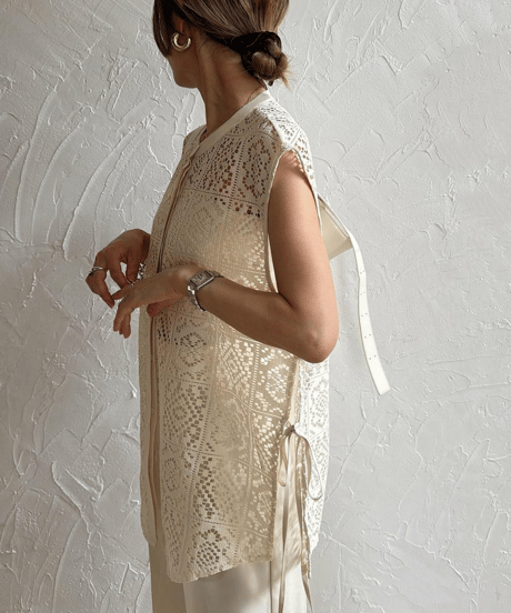 crochet lace blouse / 4color　hm3007