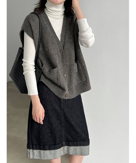 v-neck knit vest / 5color　hm3233