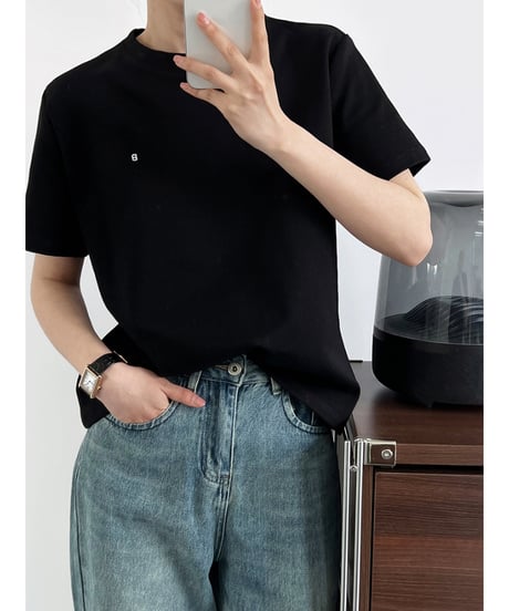 letter embroidery tee / 3color　hm3014