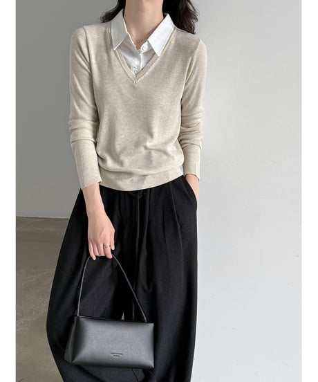 layered collar knit / 2color　hm3229