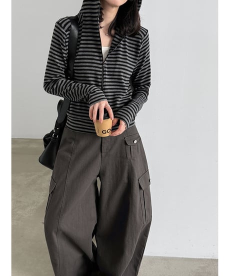 striped hood parka　hm3234