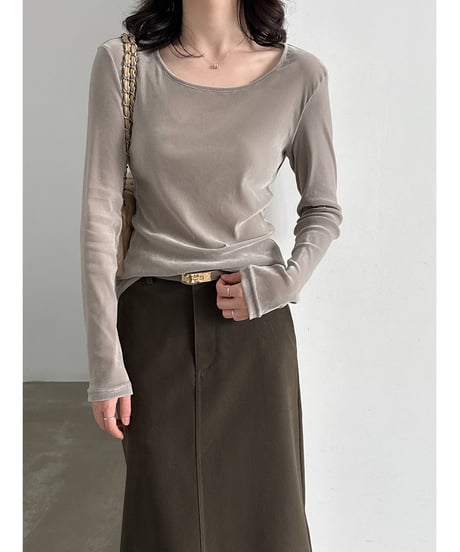 velvet u-neck top / 2color　hm3235