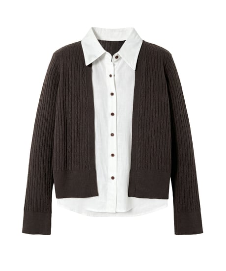 layered knit cardigan / 2color　hm3253