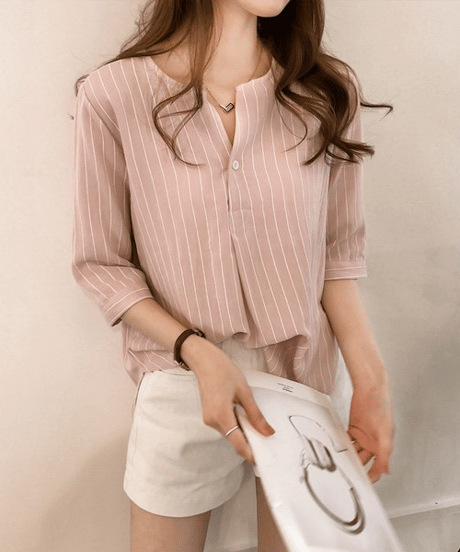 striped loose shirt / 4color　hm3000