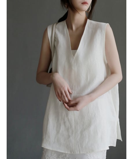 linen sleeveless top / 2color　hm2993