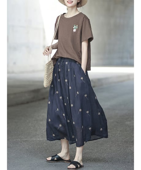 embroidered flare skirt　hm2998