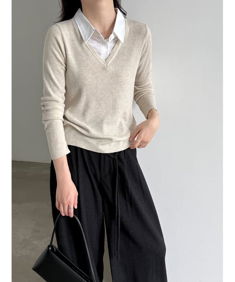 layered collar knit / 2color　hm3229