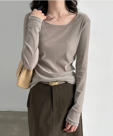 velvet u-neck top / 2color　hm3235