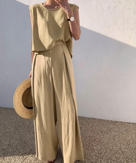 《即納》sleeveless suit setup / 3color　hm1485