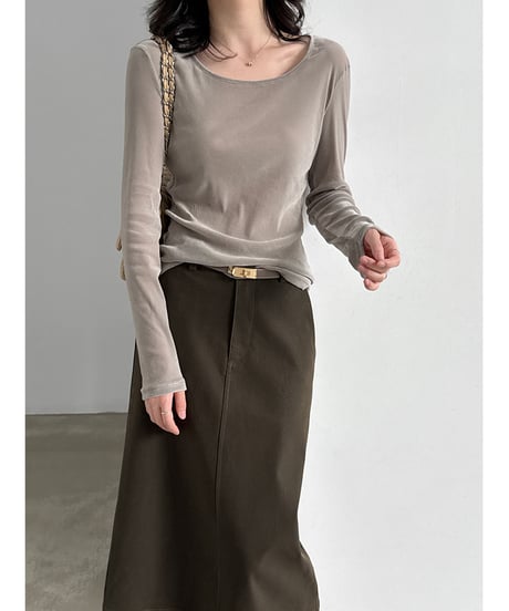 velvet u-neck top / 2color　hm3235