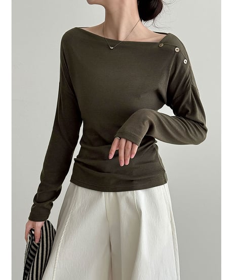 asymmetric button knit / 4color　hm3219