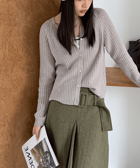 ribbed knit cardigan / 4color　hm3283
