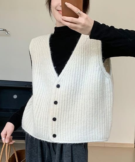 warm knit vest / 3color　hm2779