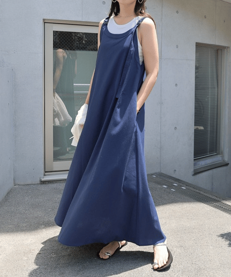 linen strap dress / 4color　hm3001