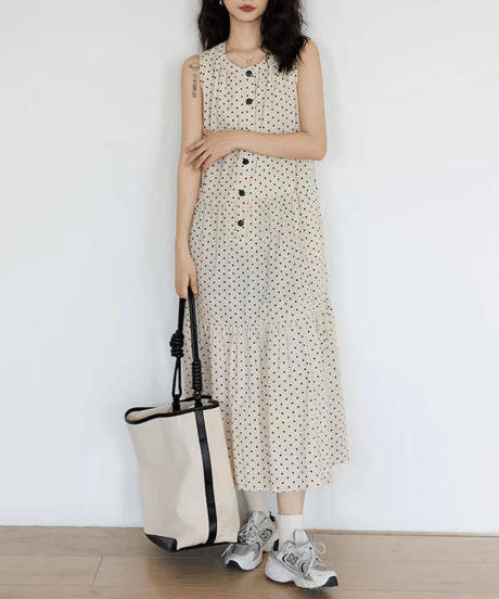 dot sleeveless dress　hm2989