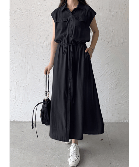 drawstring shirt dress / 3color　hm2991