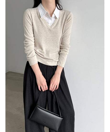 layered collar knit / 2color　hm3229