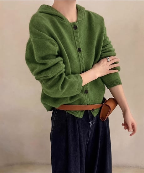 hooded knit cardigan / 5color　hm2680