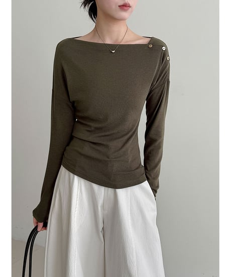 asymmetric button knit / 4color　hm3219