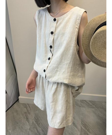 sleeveless shorts set / 2color　hm2996