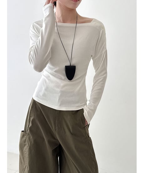 asymmetric button knit / 4color　hm3219