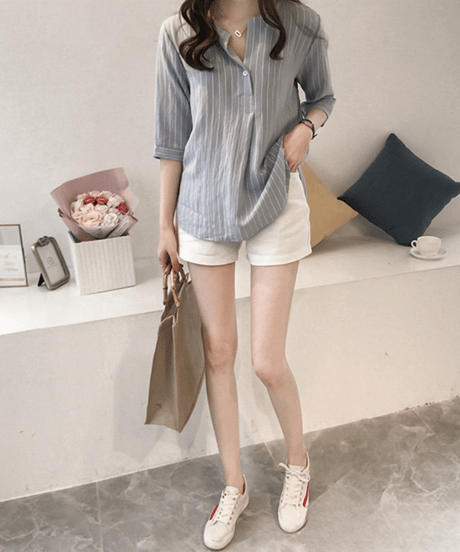 striped loose shirt / 4color　hm3000
