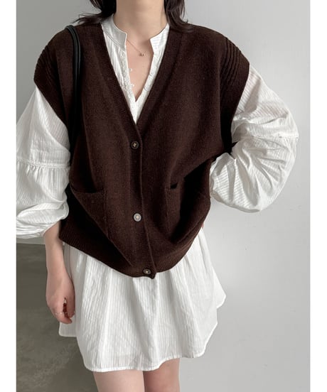 v-neck knit vest / 5color　hm3233