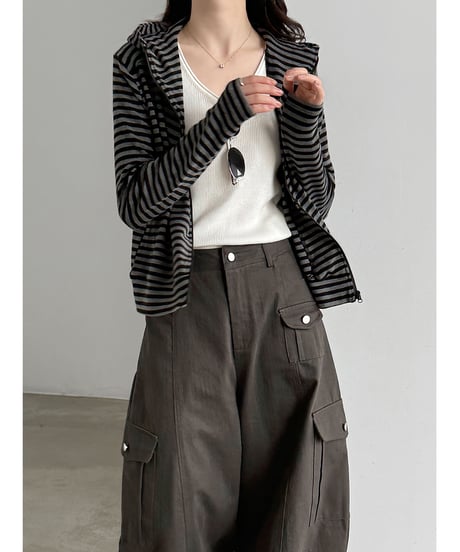 striped hood parka　hm3234