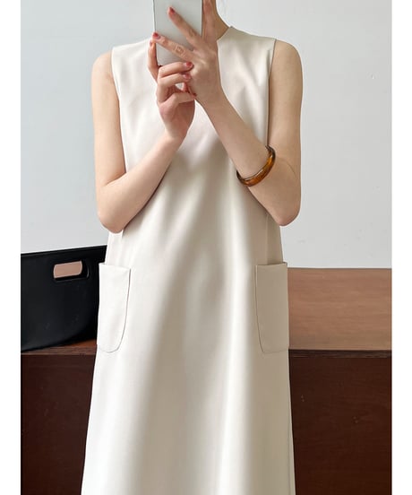 sleeveless pocket dress / 2color　hm3009