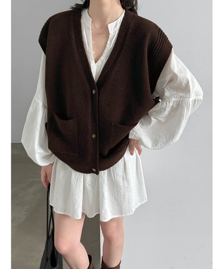 v-neck knit vest / 5color　hm3233