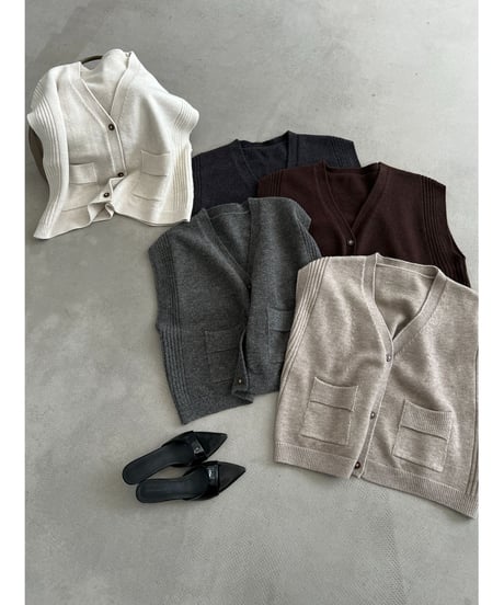 v-neck knit vest / 5color　hm3233