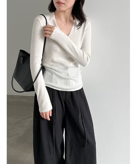 v-neck knit top / 4color　hm3265