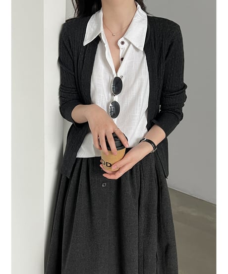 layered knit cardigan / 2color　hm3253