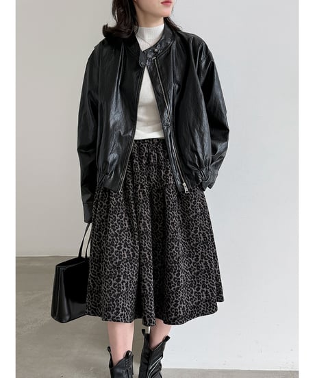 leopard flared skirt　hm3246