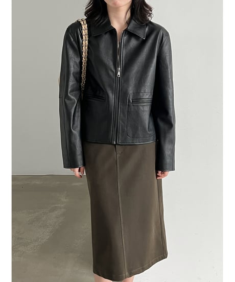 leather zip jacket　hm3236