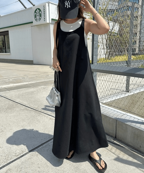 linen strap dress / 4color　hm3001