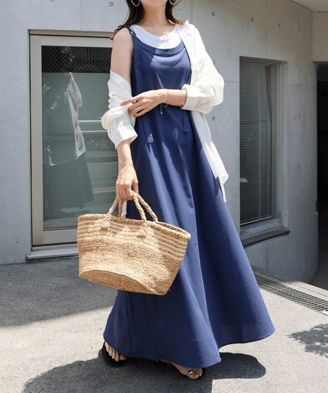 linen strap dress / 4color　hm3001