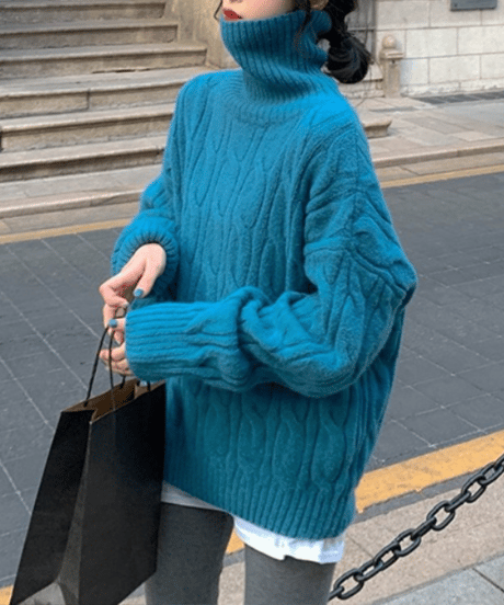 cable turtleneck sweater / 5color　hm2787