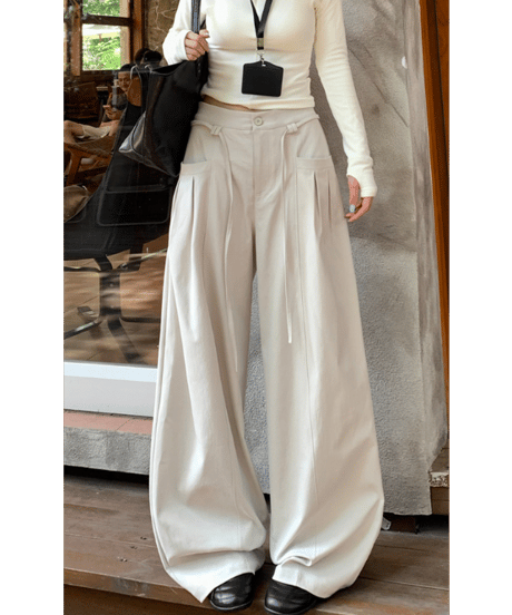 drawstring wide pants / 6color　hm1670