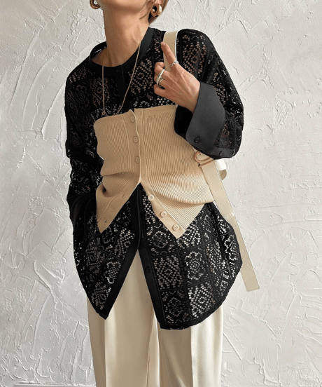 crochet lace blouse / 4color　hm3007