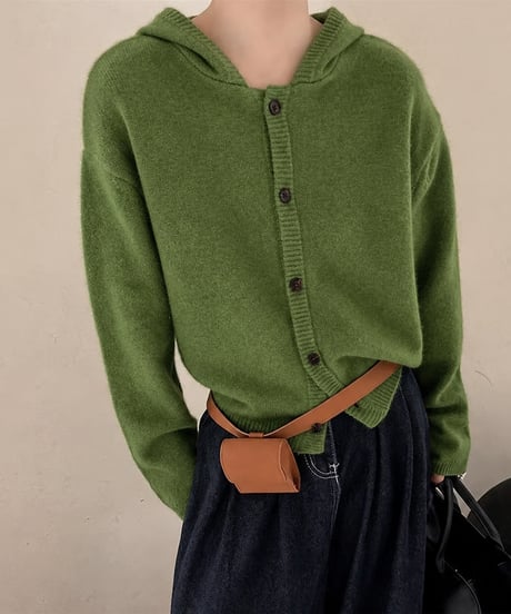 hooded knit cardigan / 5color　hm2680