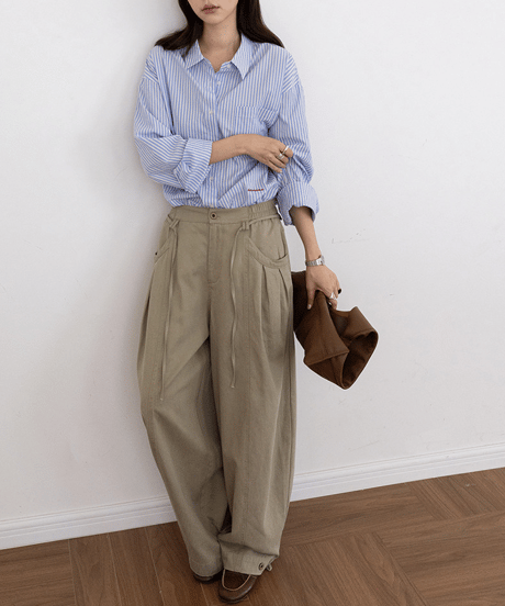 embroidered striped shirt　hm3292