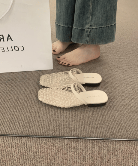 fishnet design flat sandal / 3color　hm2244