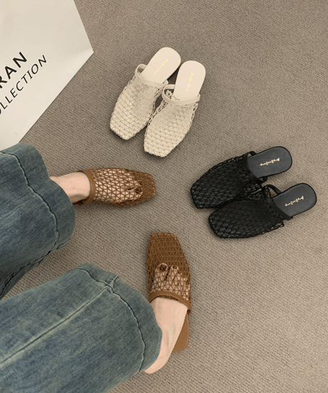 fishnet design flat sandal / 3color　hm2244