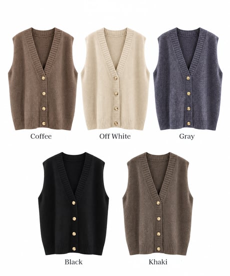 oversized knit vest / 5color　hm2618