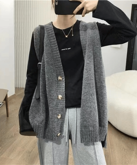 oversized knit vest / 5color　hm2618