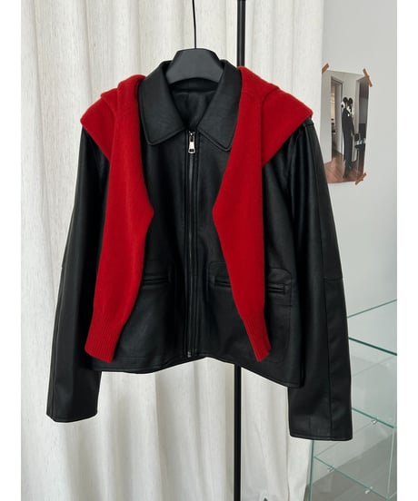 leather zip jacket　hm3236