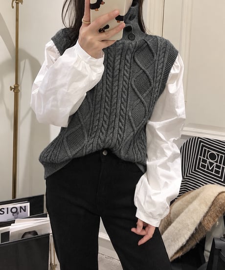 layered vest blouse / 3color　hm1849
