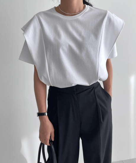 fold sleeve tee / 2color　hm3006
