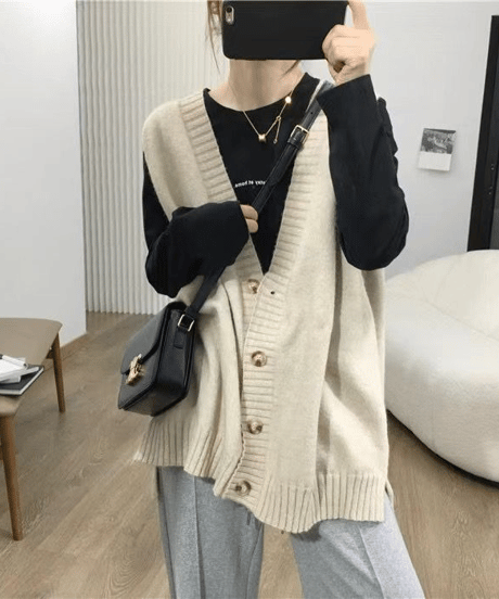 oversized knit vest / 5color　hm2618